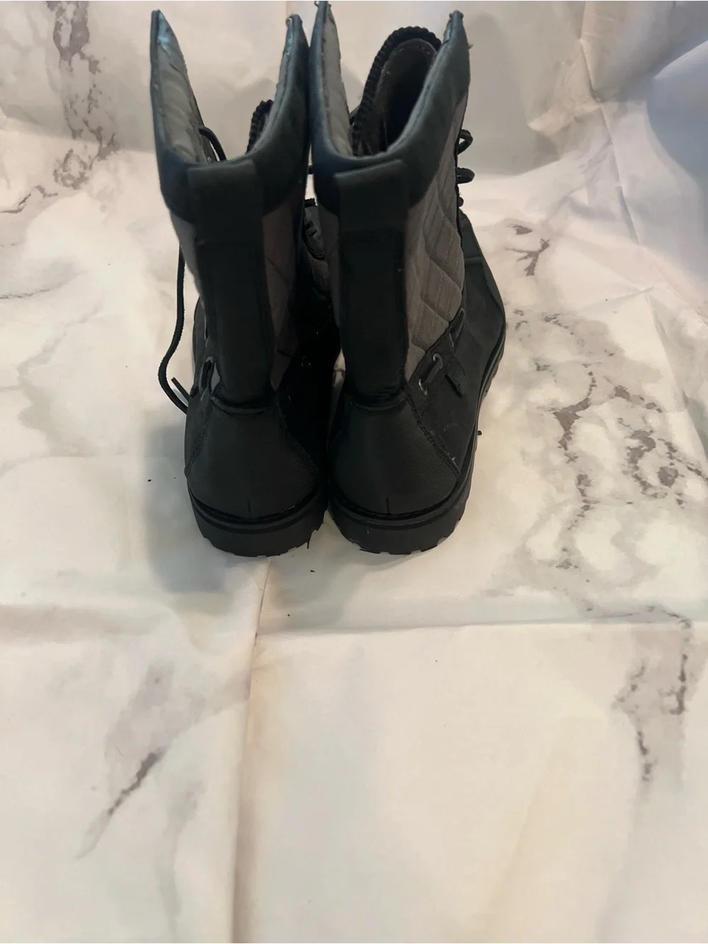 Polo by Ralph Lauren Black and Gray Quilted Lace-Up Men's Boots